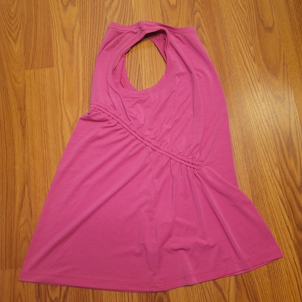 Athleta Air Out Cinch Tank Top Sz XS Salvia Pink Semi Fitted Long UPF 25+ Modal - Picture 10 of 16